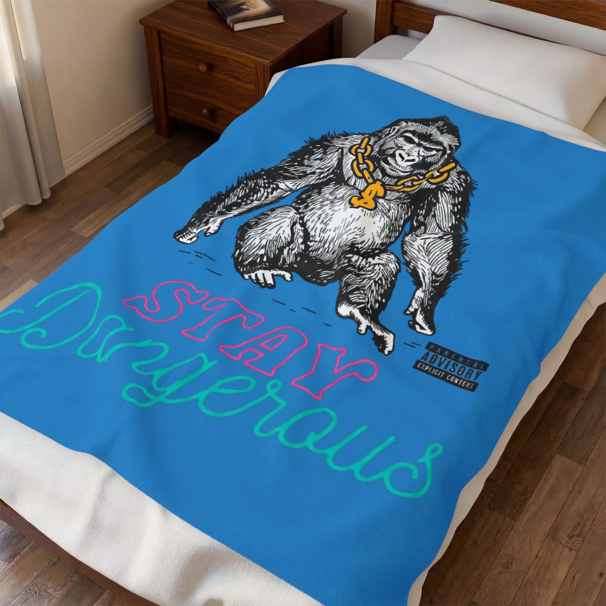 Stay Dangerous Velveteen Plush Blanket — Soft Cozy Throw
